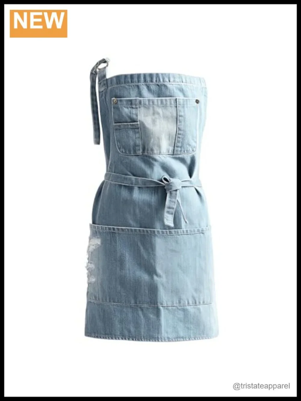 Cotton Denim Bib Apron with 5 Pockets for Cooking, BBQ, Workshop